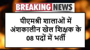 पीएमश्री शालाओं में अंशकालीन खेल शिक्षक के 08 पदों में भर्ती